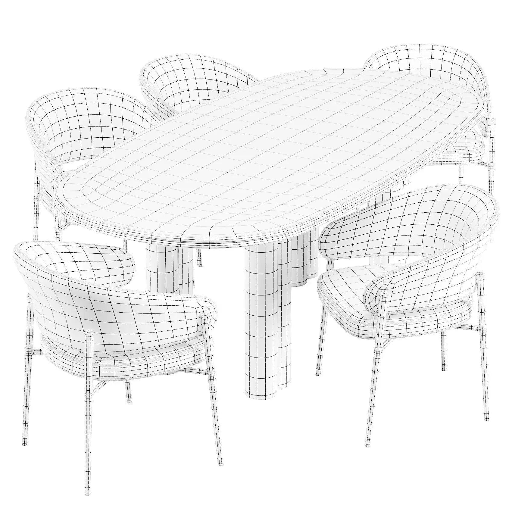Giulio Marelli Simmy Table and Linda Chairs - Dining Set 3D model_7