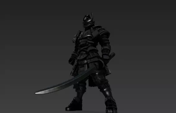 Decorated Samurai Warrior with Weapons 3D model_3