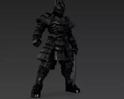 Decorated Samurai Warrior with Weapons 3D model_1