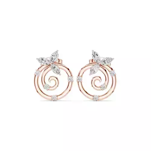 Round Cut Diamond Designer Stud Earring 3DM STL Video