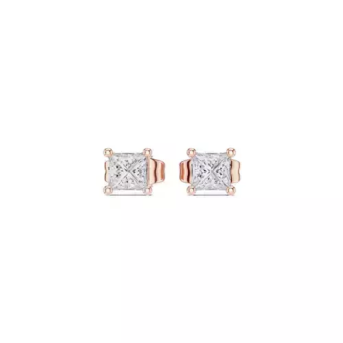 Solitaire Princess Cut Small Diamond Stud Earring 3DM STL Video