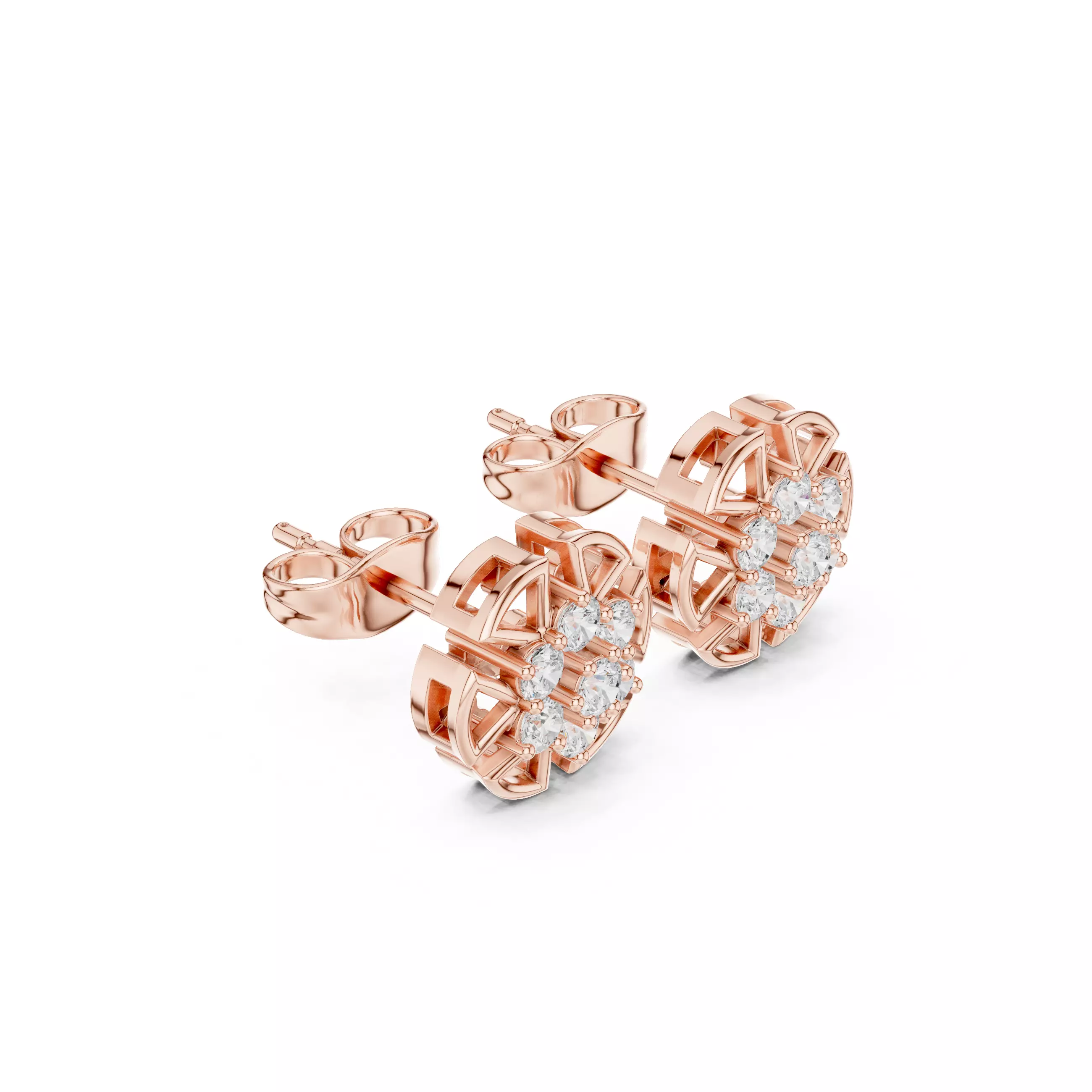 Round Cut Diamond Stud Earring 3DM STL Video 3D print model_3