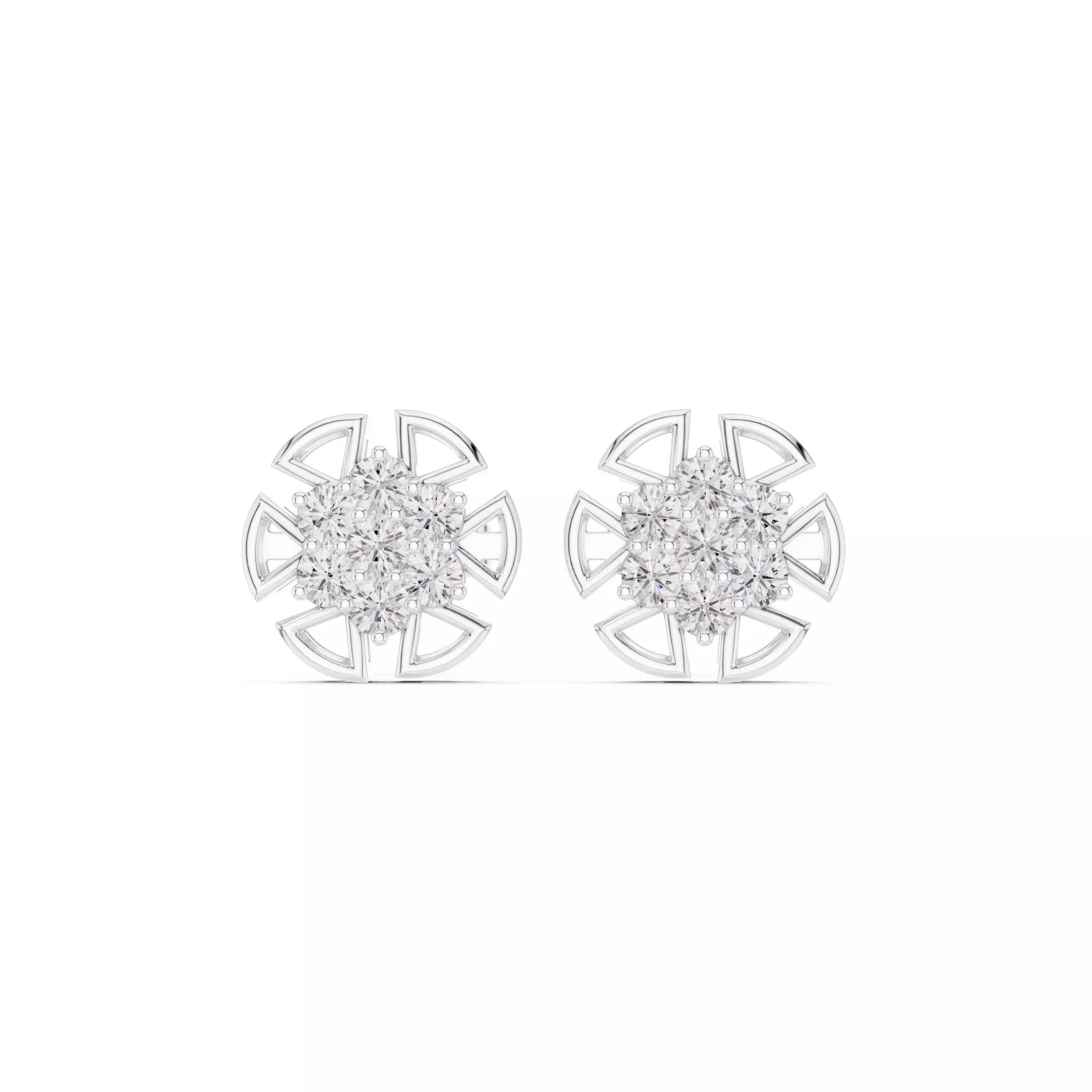 Round Cut Diamond Stud Earring 3DM STL Video 3D print model_2