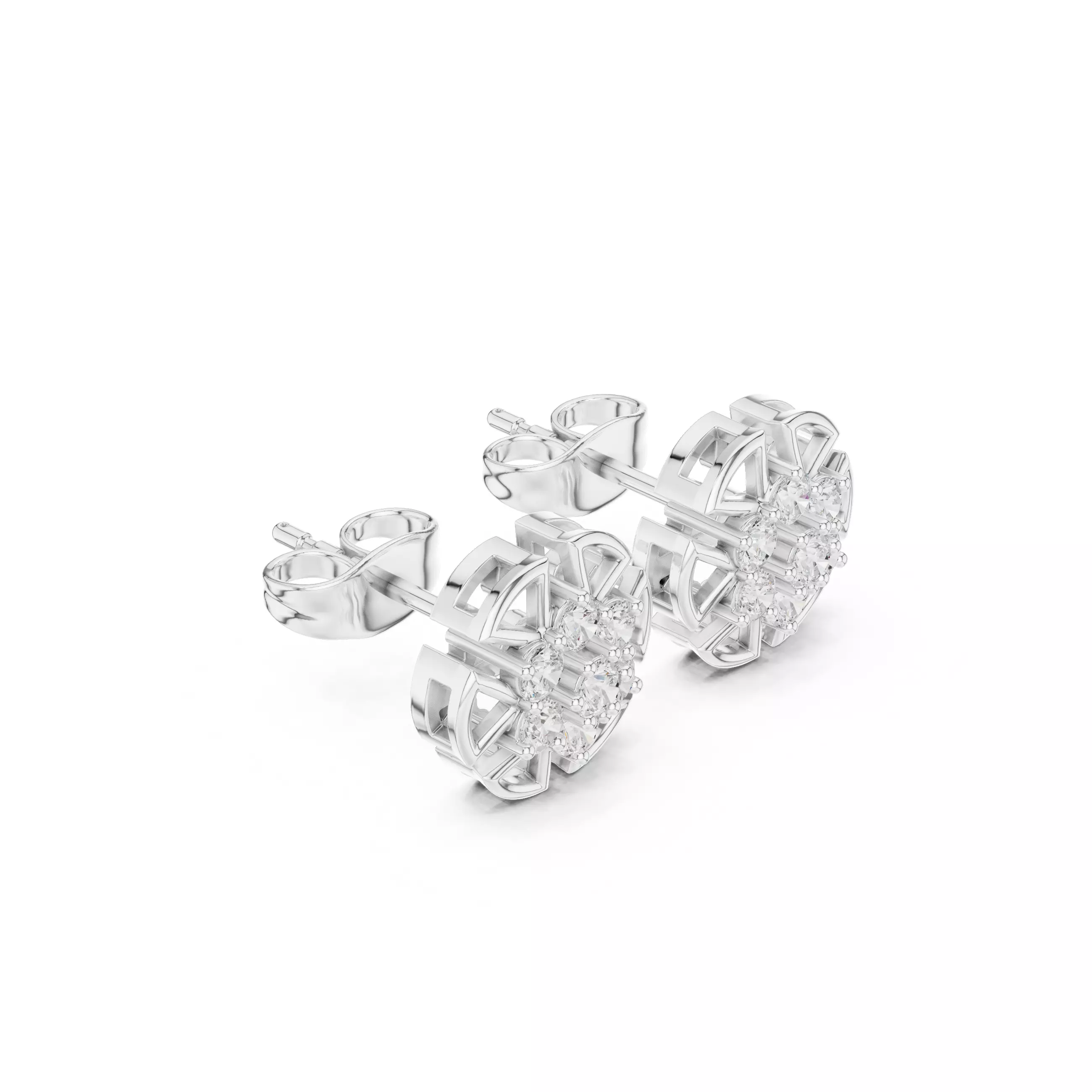 Round Cut Diamond Stud Earring 3DM STL Video 3D print model_9
