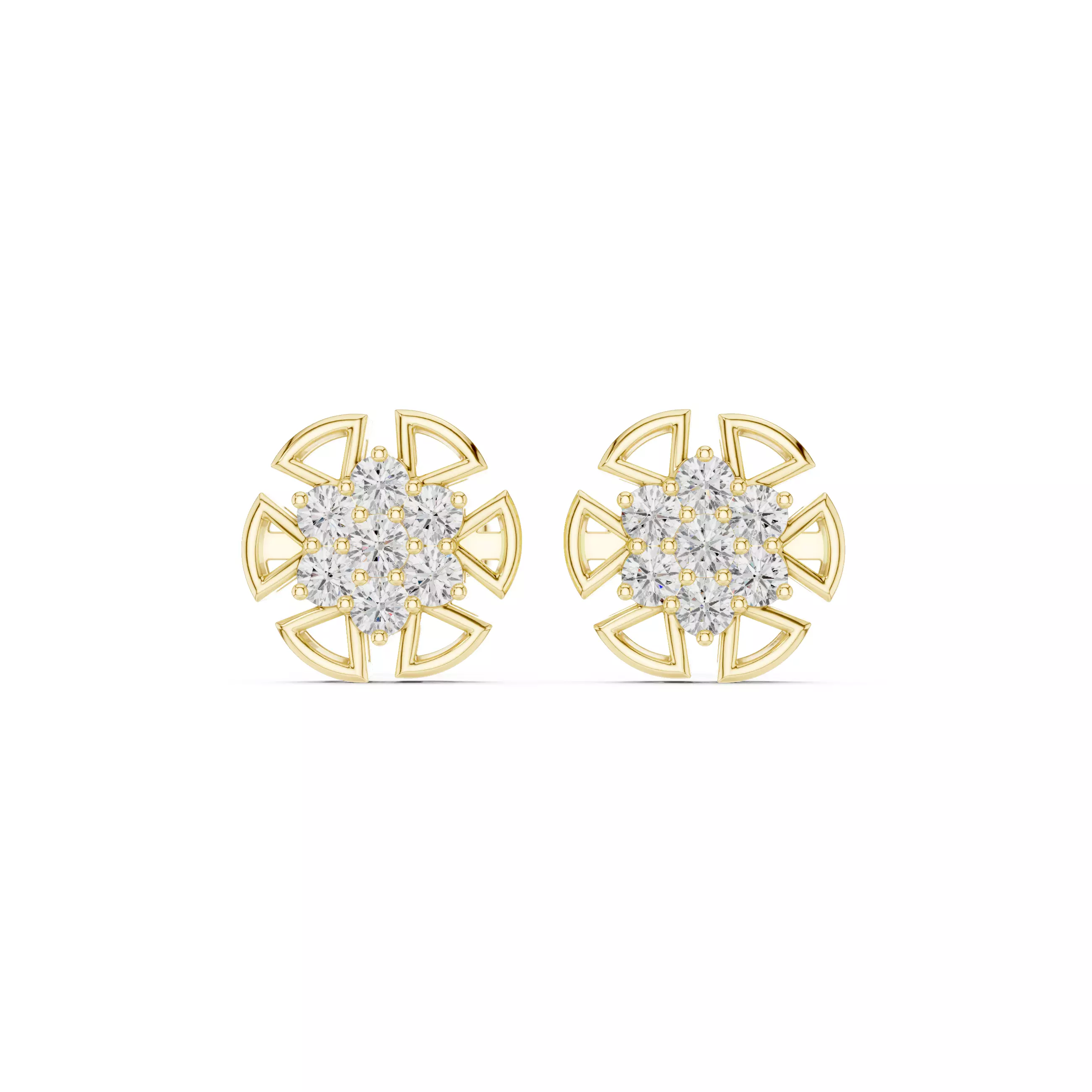 Round Cut Diamond Stud Earring 3DM STL Video 3D print model_1