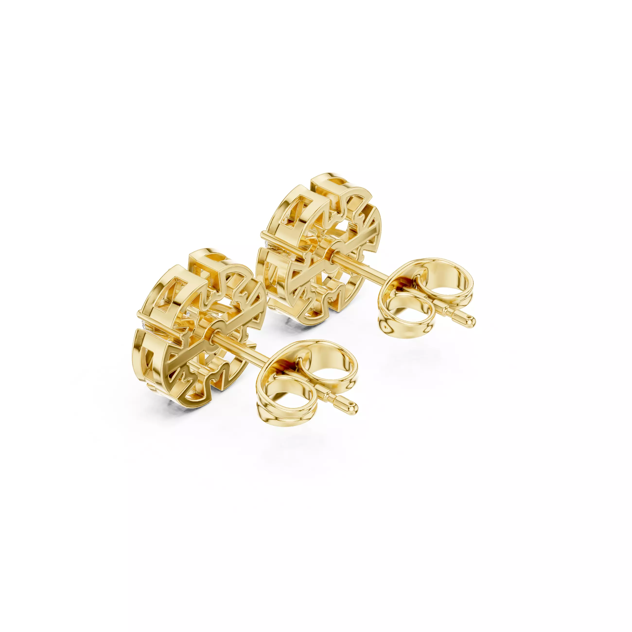 Round Cut Diamond Stud Earring 3DM STL Video 3D print model_7