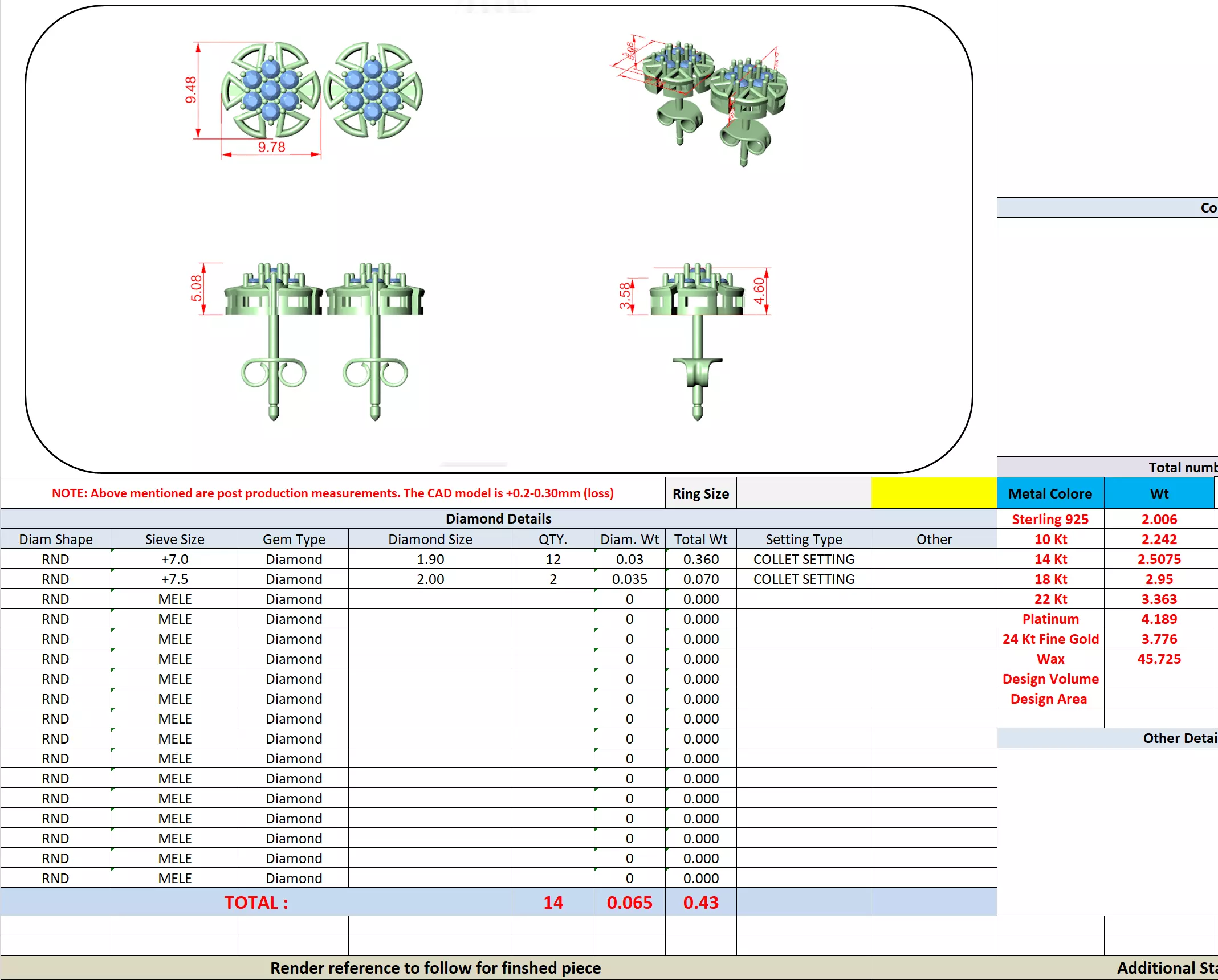 Round Cut Diamond Stud Earring 3DM STL Video 3D print model_13