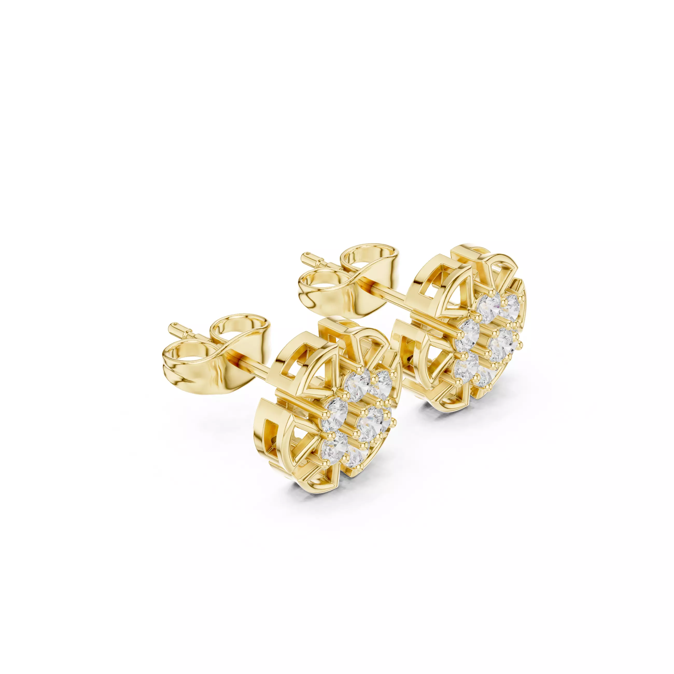 Round Cut Diamond Stud Earring 3DM STL Video 3D print model_6