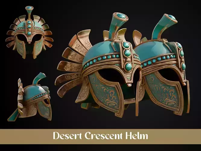 Stylized Persian Helmet - Desert Crescent