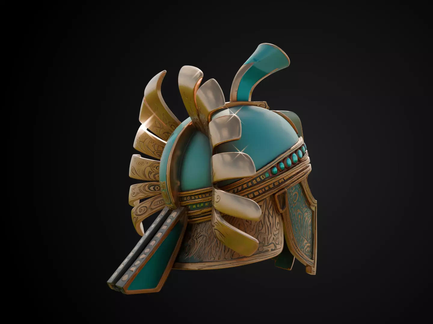 Stylized Persian Helmet - Desert Crescent 3D print model_4
