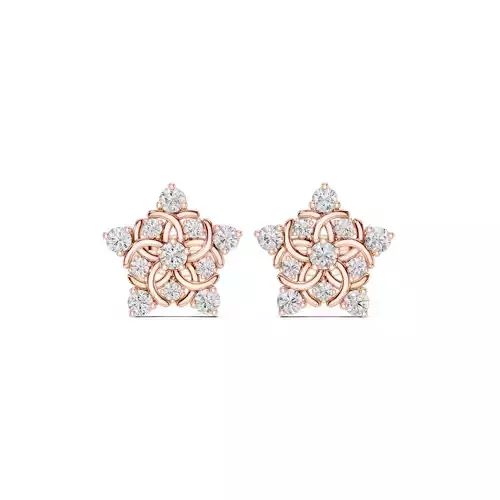 Round Cut Diamond Star Shape Earring 3DM STL Video