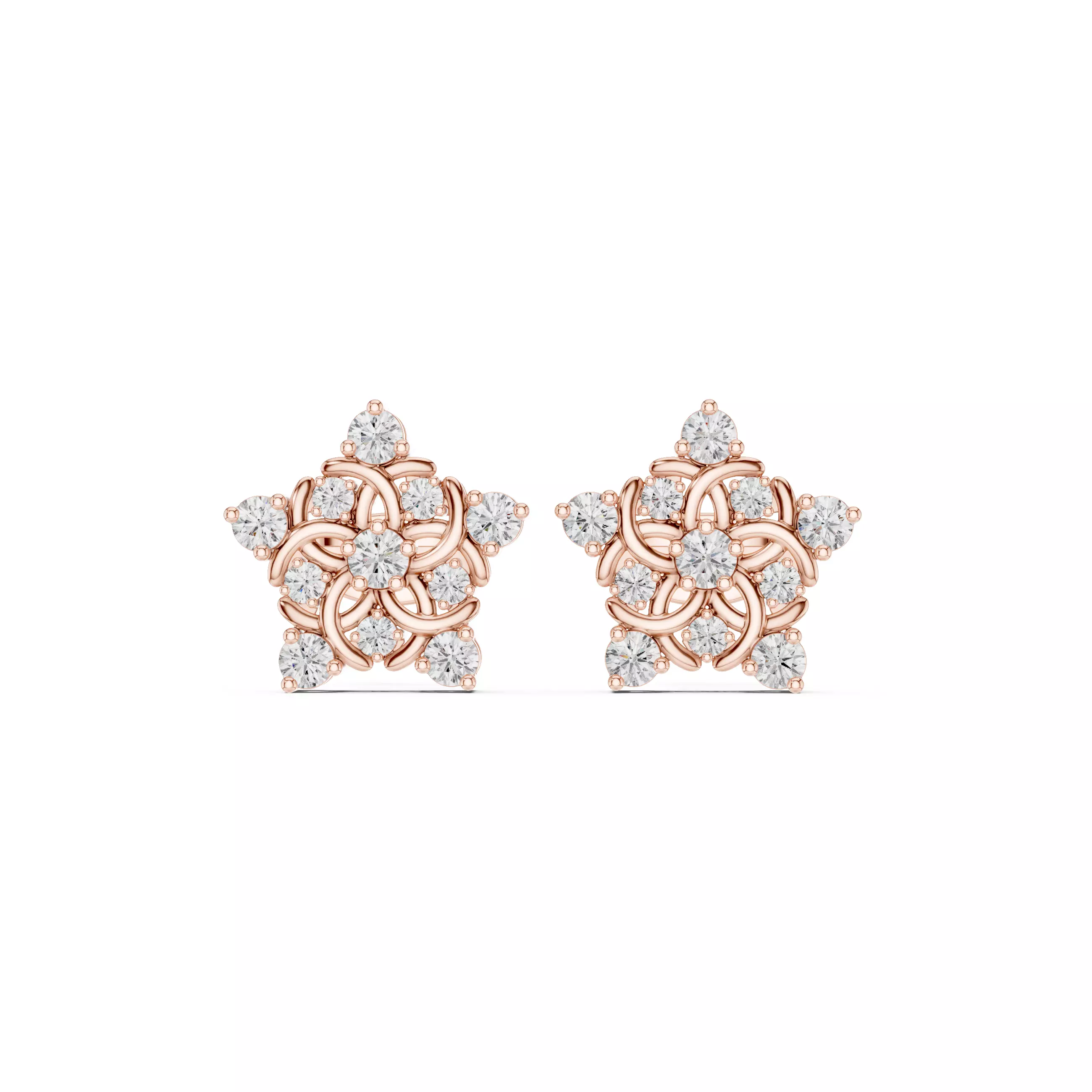 Round Cut Diamond Star Shape Earring 3DM STL Video 3D print model