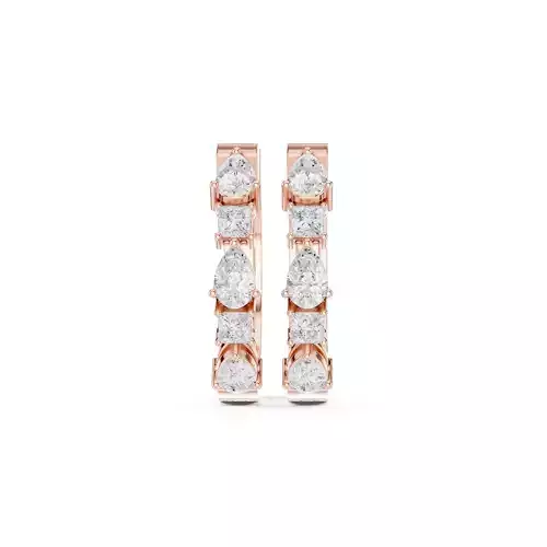 Pear and Princess Cut Diamond Stud Earring 3DM STL Video 3D print model