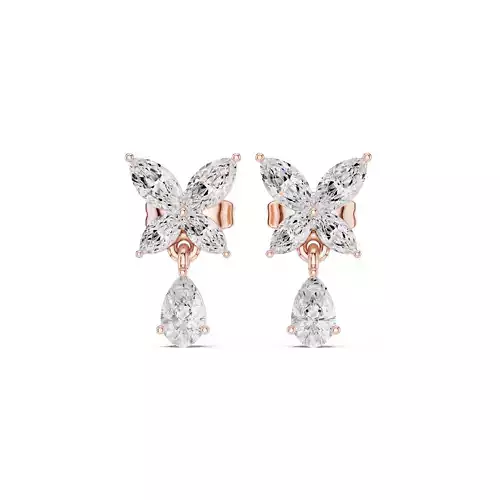 Marquise and Pear Cut Diamond Butterfly Earring 3DM STL Video