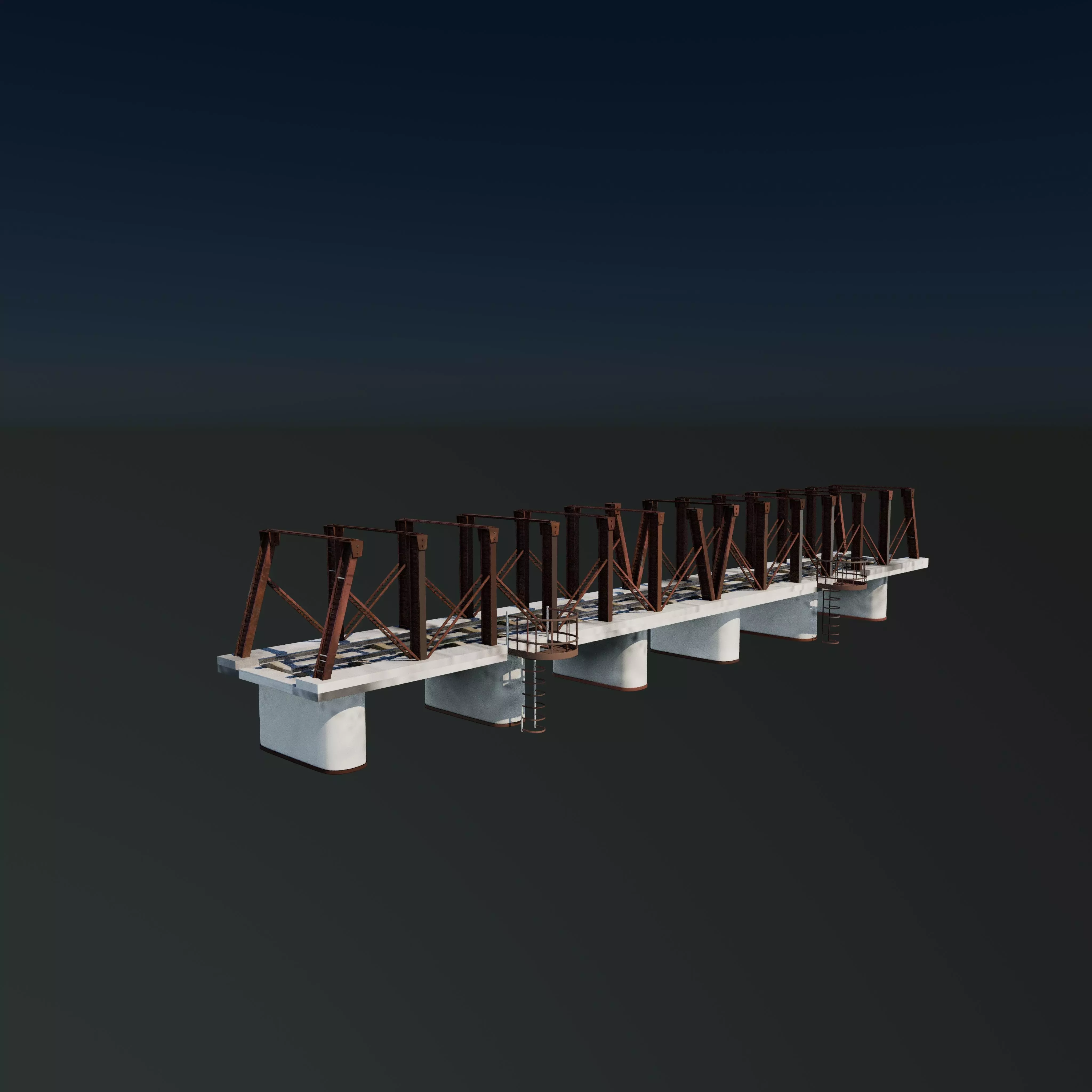 Modular railway bridge 3D model_0