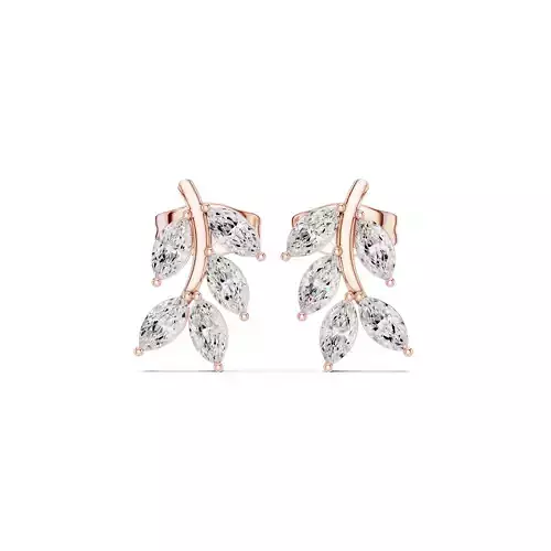 Marquise Cut Diamond tree Leaf Earring 3DM STL Video