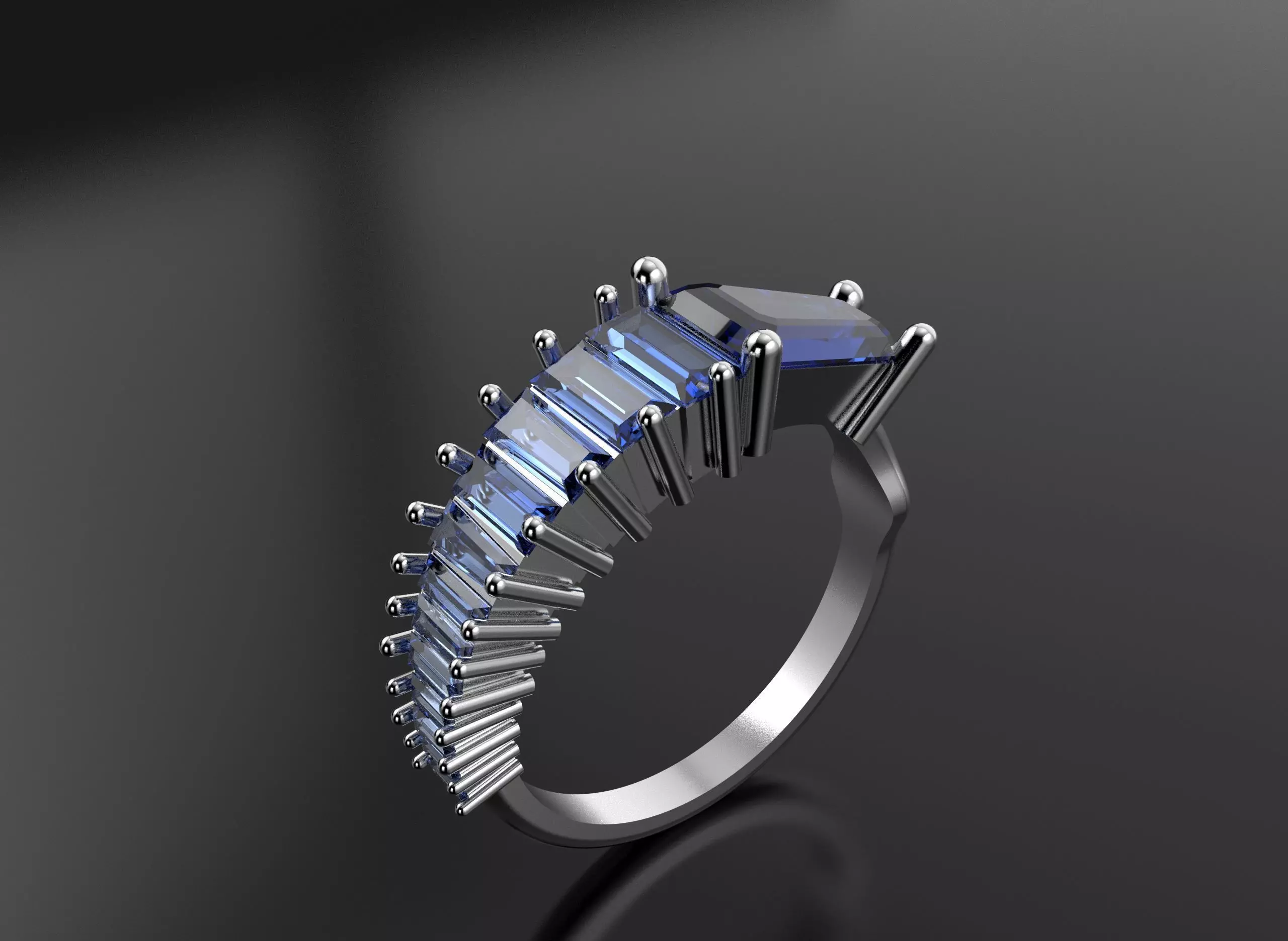 Baguette Ring 3D print model_1