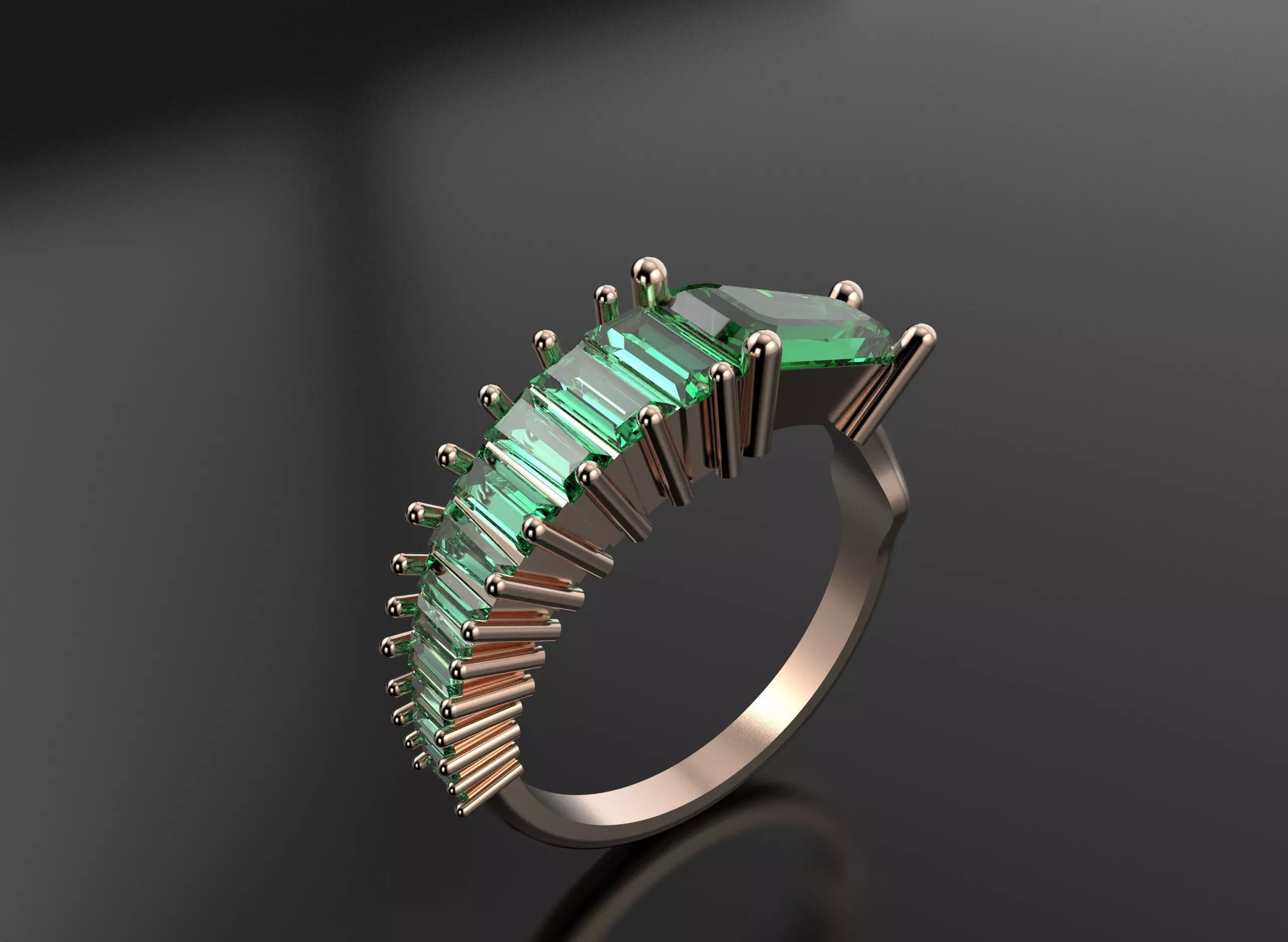 Baguette Ring 3D print model_0