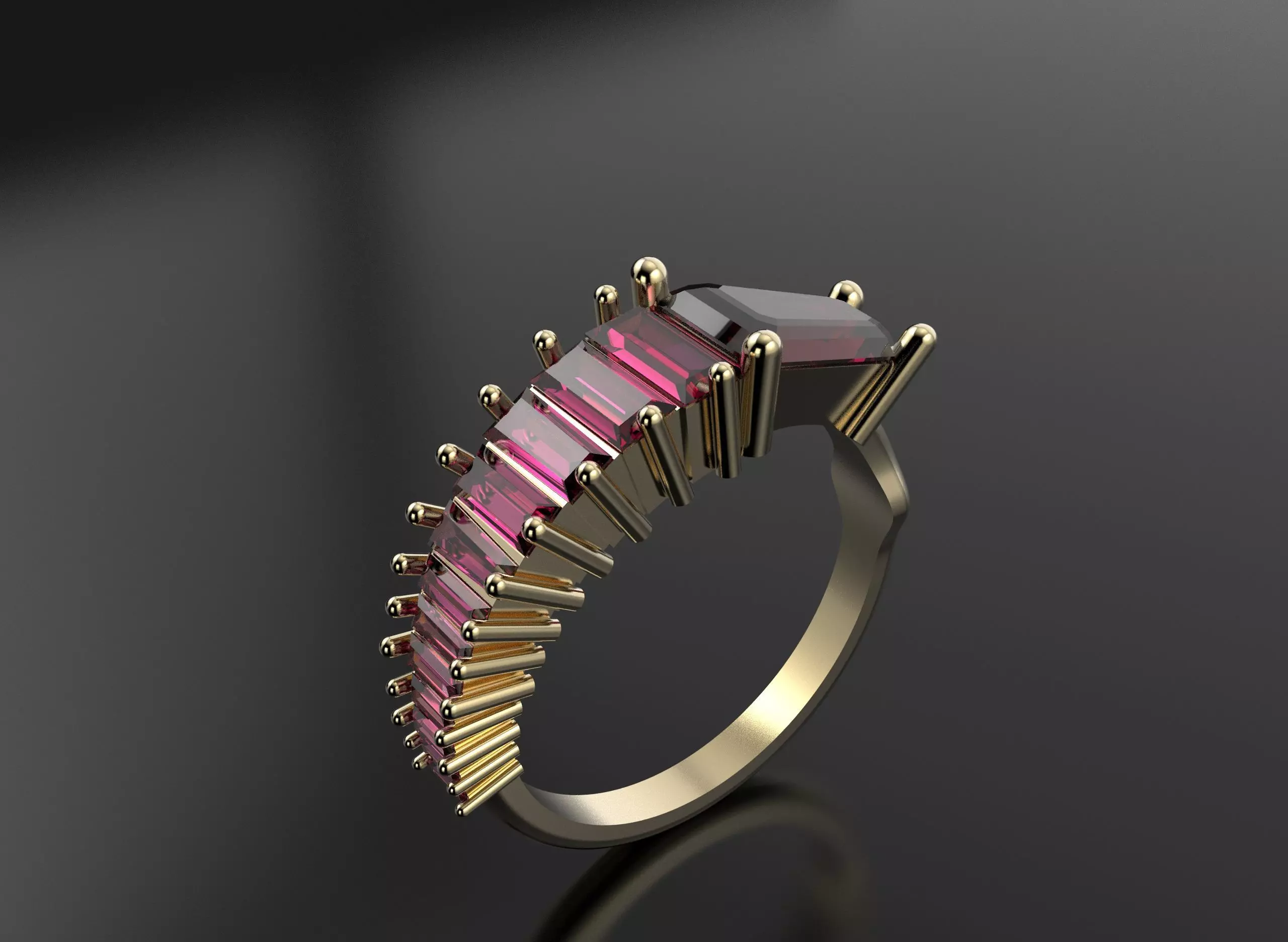 Baguette Ring 3D print model_2