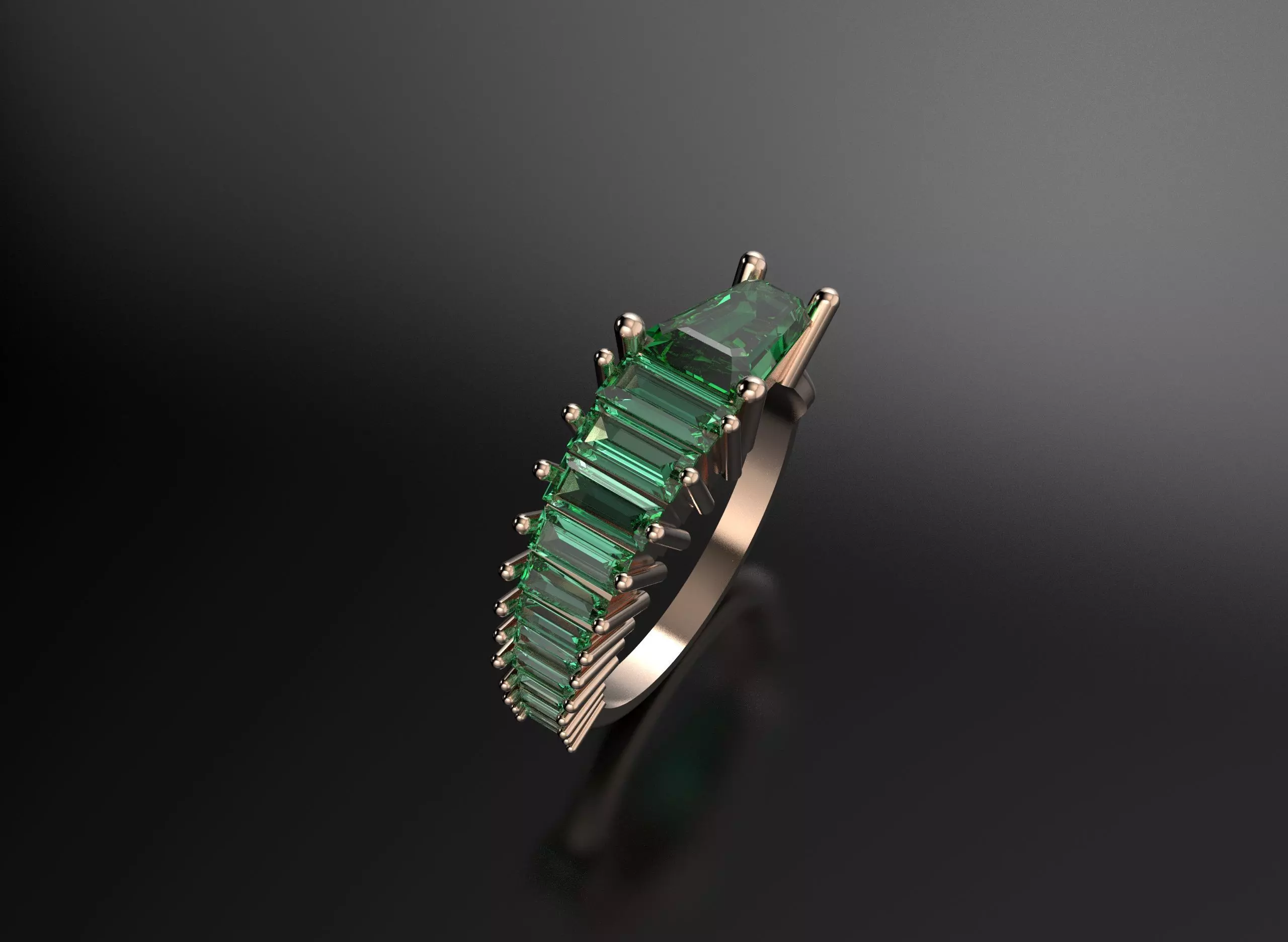 Baguette Ring 3D print model_3