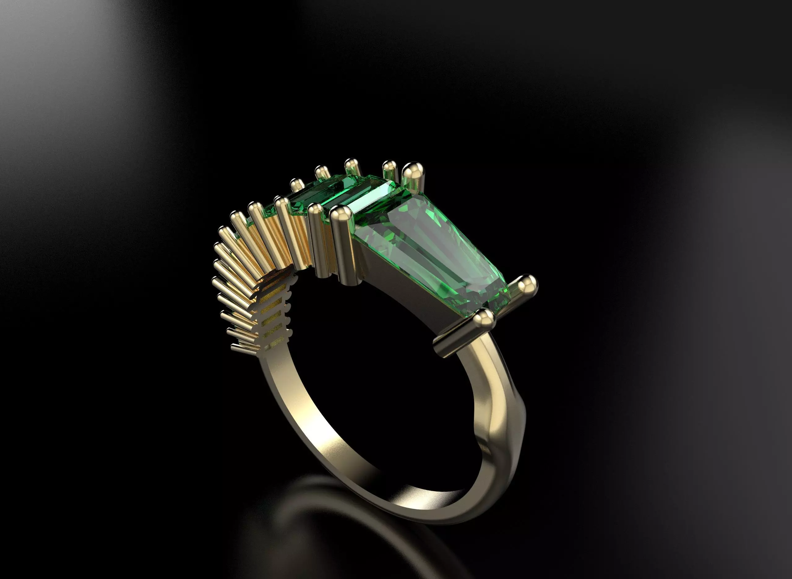 Baguette Ring 3D print model_4