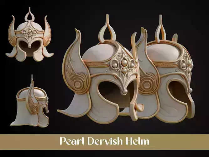 Stylized Persian Helmet - Pearl Dervish