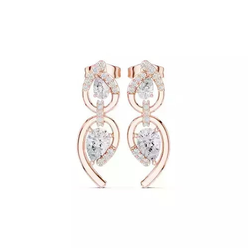Pear and Round Cut Diamond Stud Earring 3DM STL Video