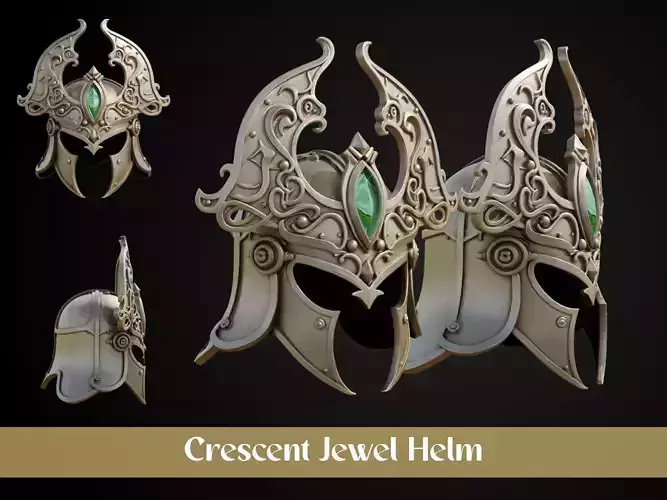 Stylized Persian Helmet - Crescent Jewel