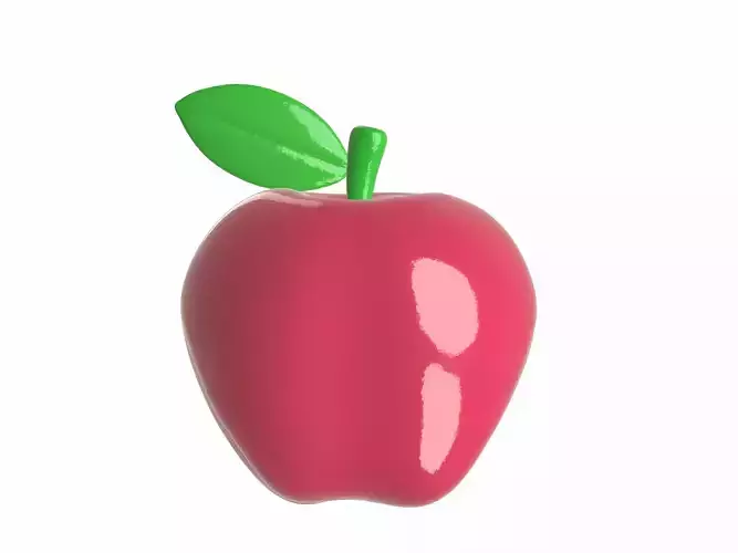 Cute 3D Apple with Leaf 