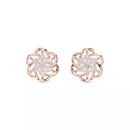 Round Cut Diamond Flower Earring 3DM STL Video