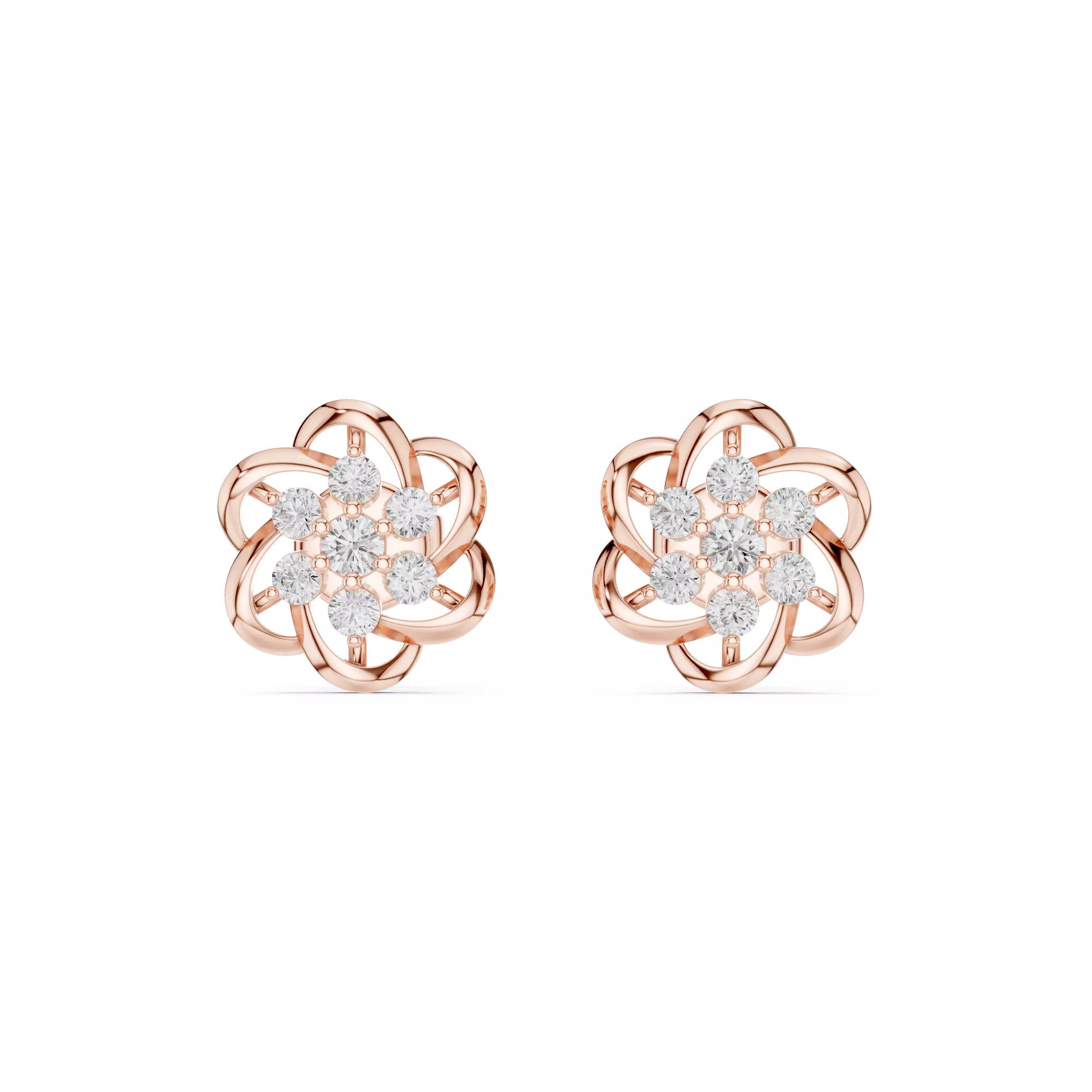 Round Cut Diamond Flower Earring 3DM STL Video 3D print model_0