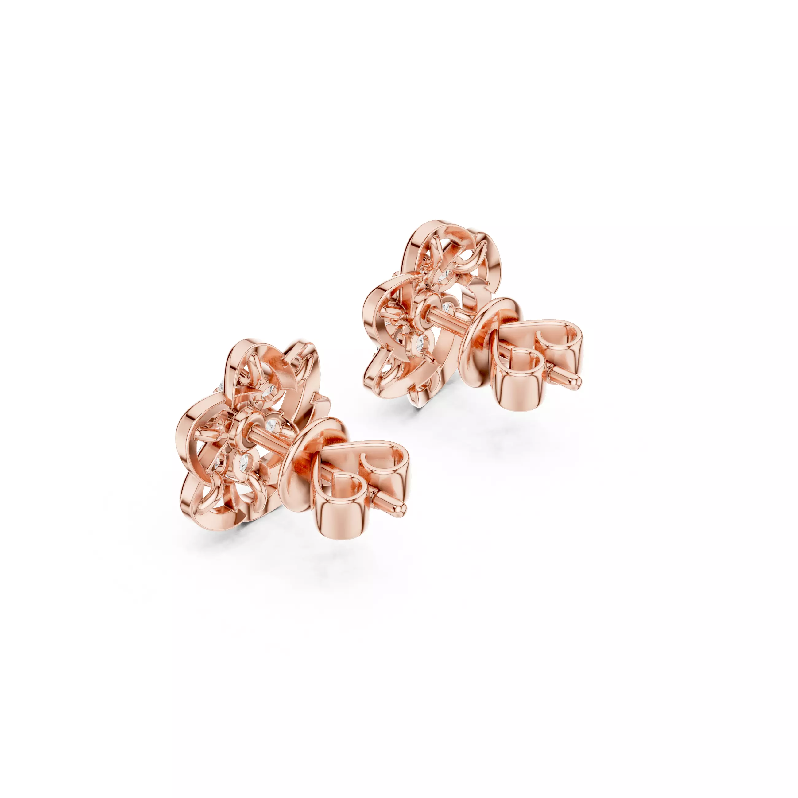 Round Cut Diamond Flower Earring 3DM STL Video 3D print model_4