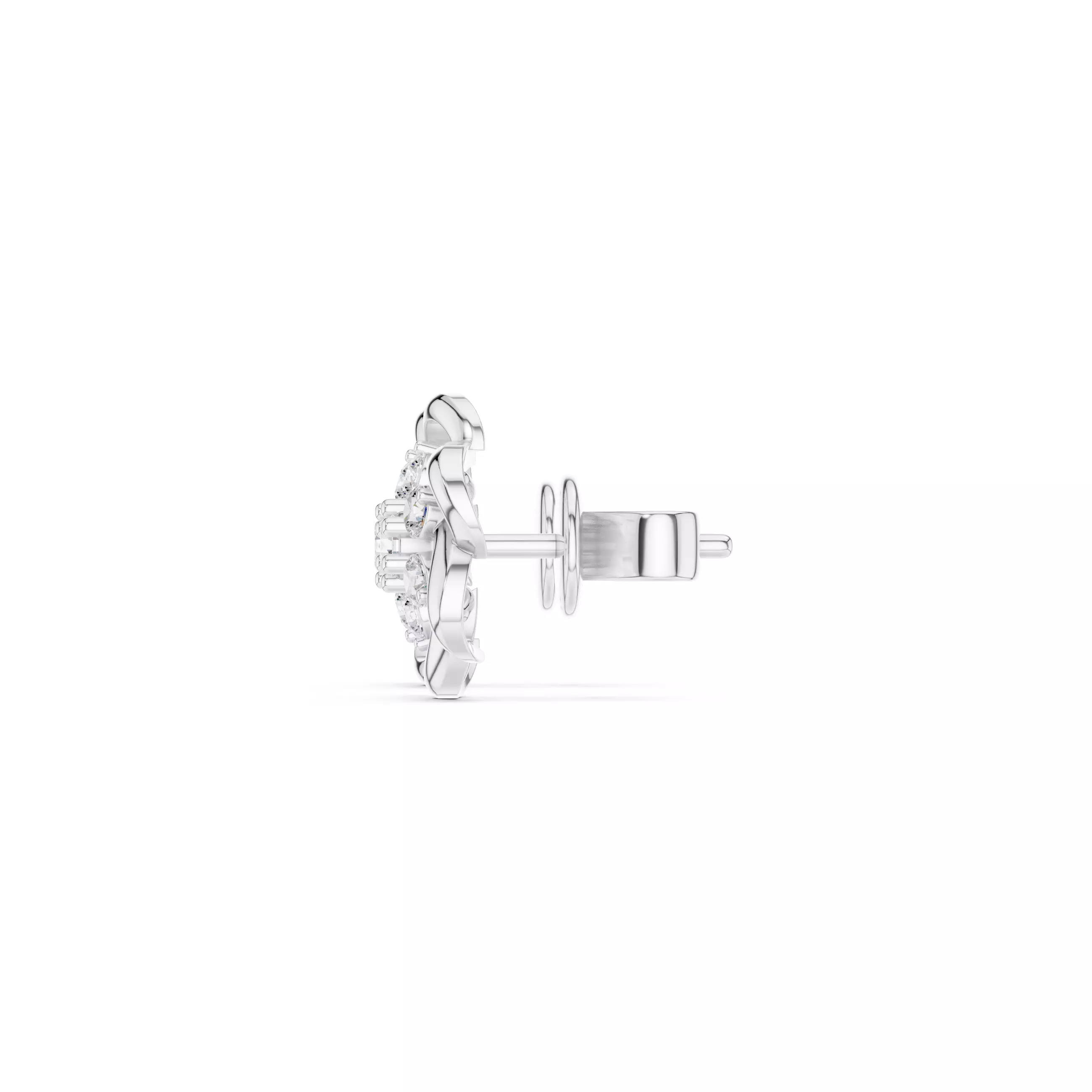 Round Cut Diamond Flower Earring 3DM STL Video 3D print model_11