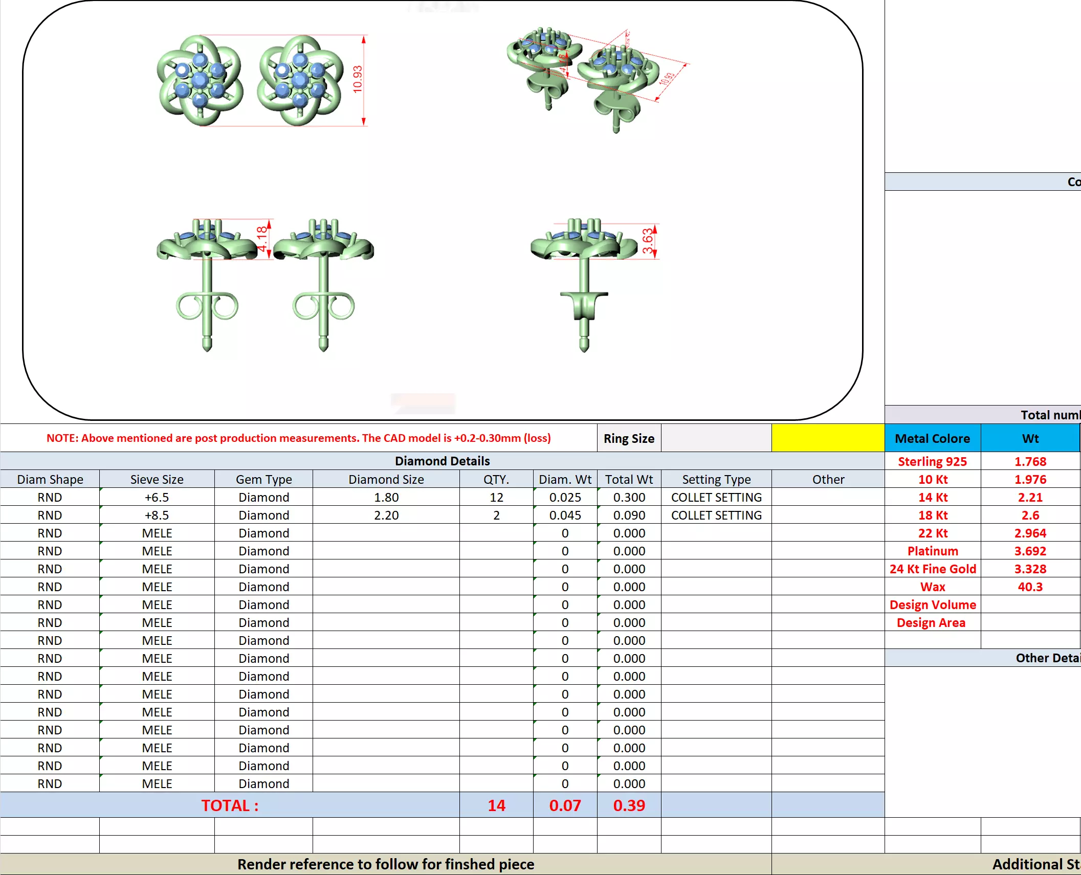 Round Cut Diamond Flower Earring 3DM STL Video 3D print model_13