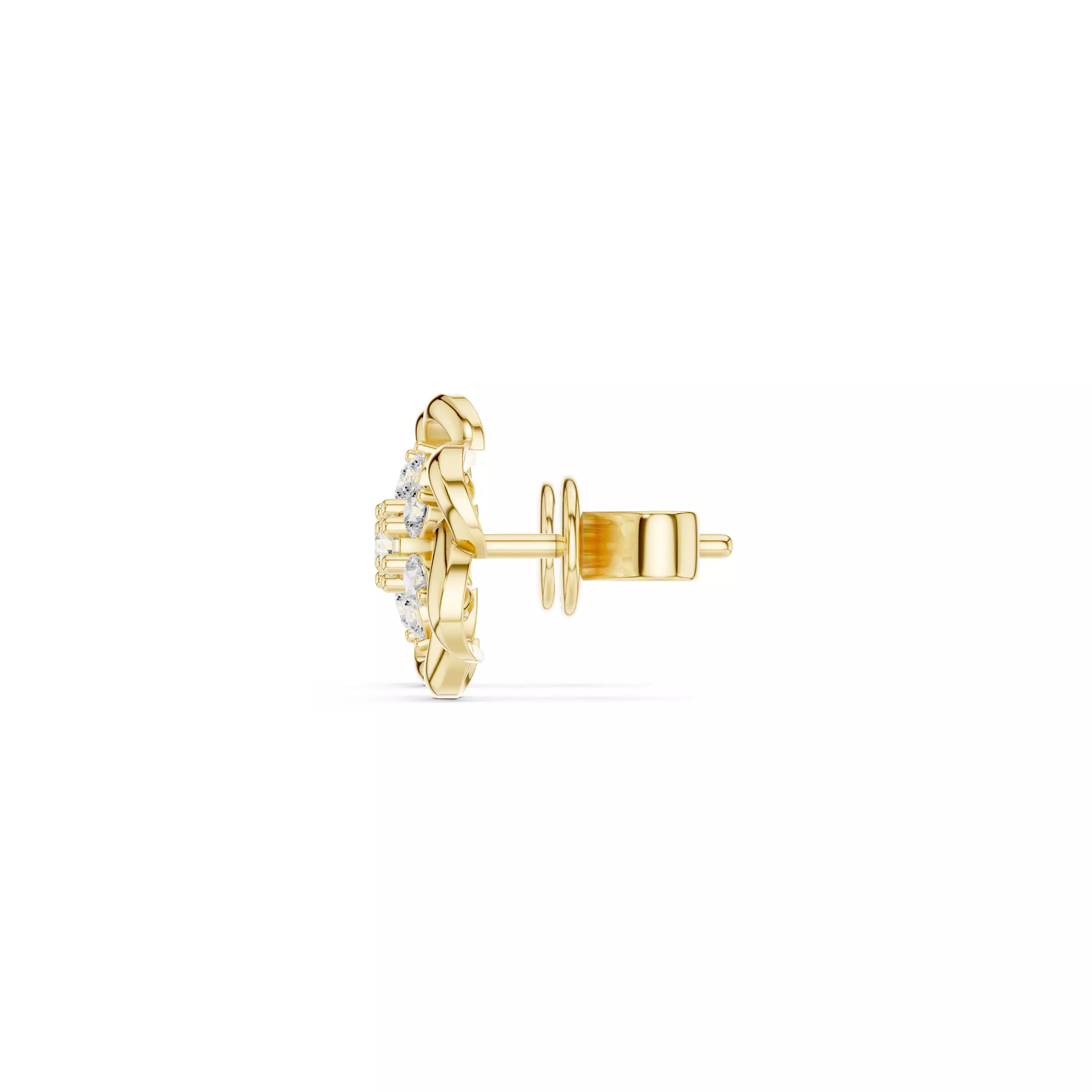 Round Cut Diamond Flower Earring 3DM STL Video 3D print model_8