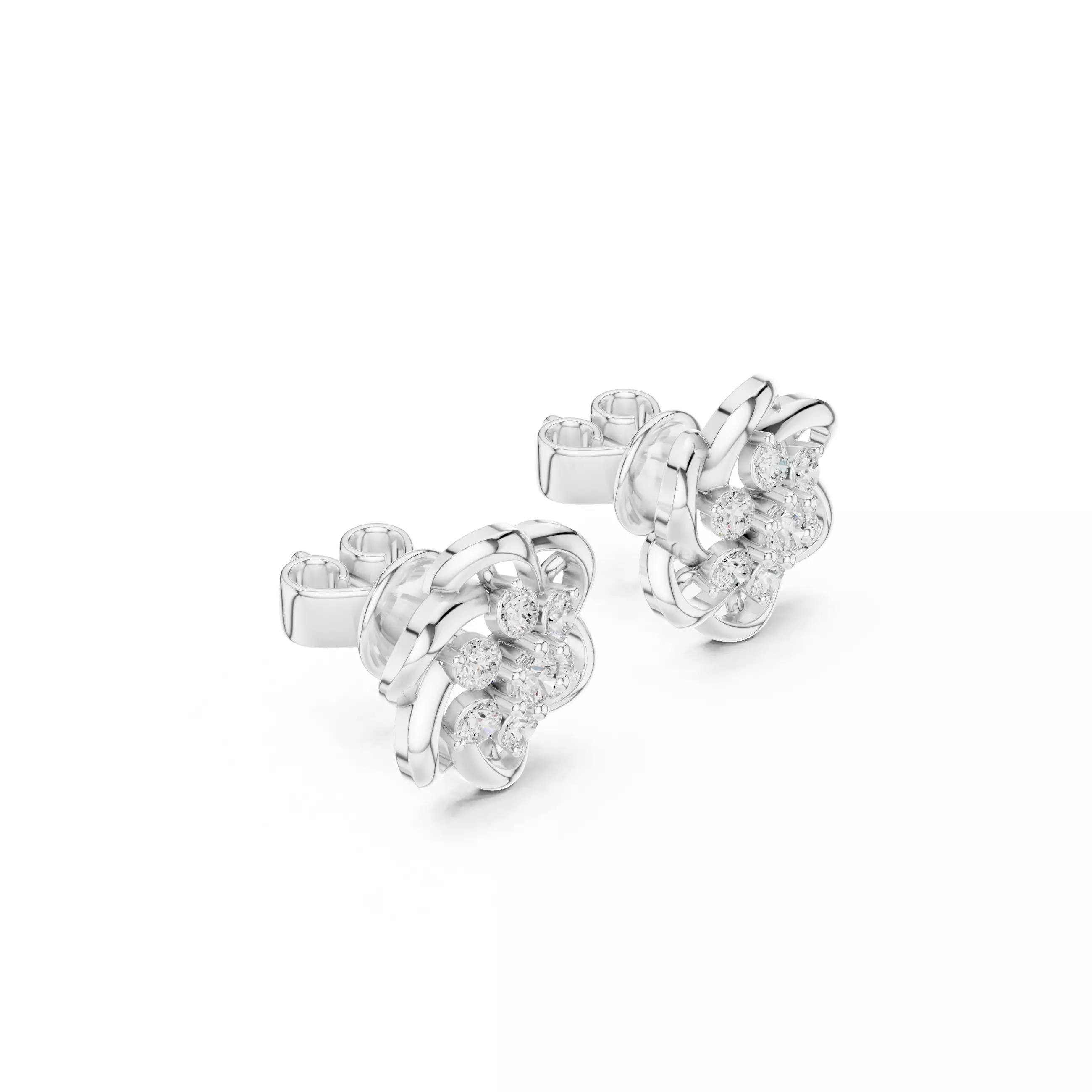 Round Cut Diamond Flower Earring 3DM STL Video 3D print model_9