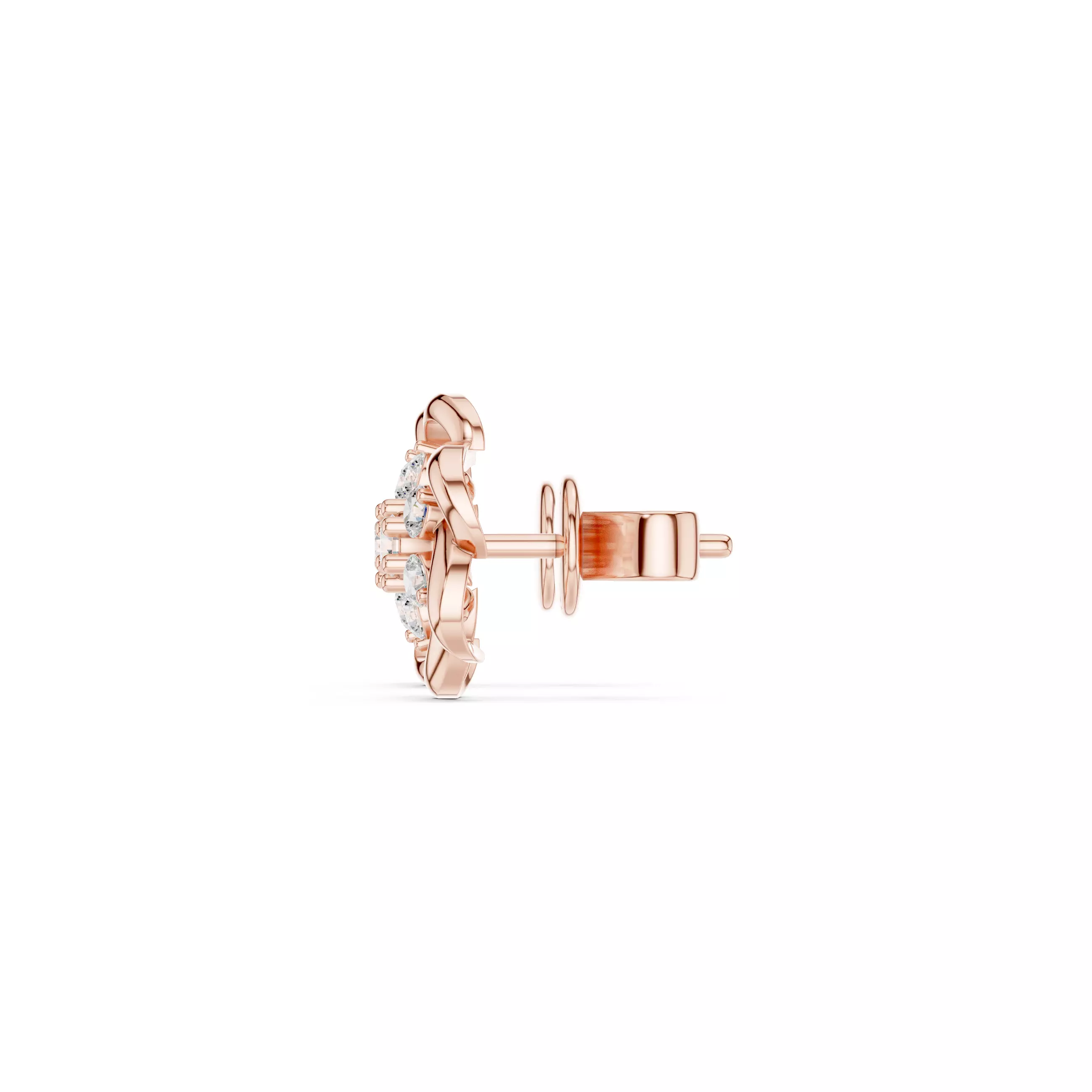 Round Cut Diamond Flower Earring 3DM STL Video 3D print model_5