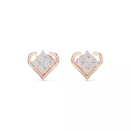 Princess Cut Diamond Heart Shape Stud Earring 3DM STL Video 3D print model