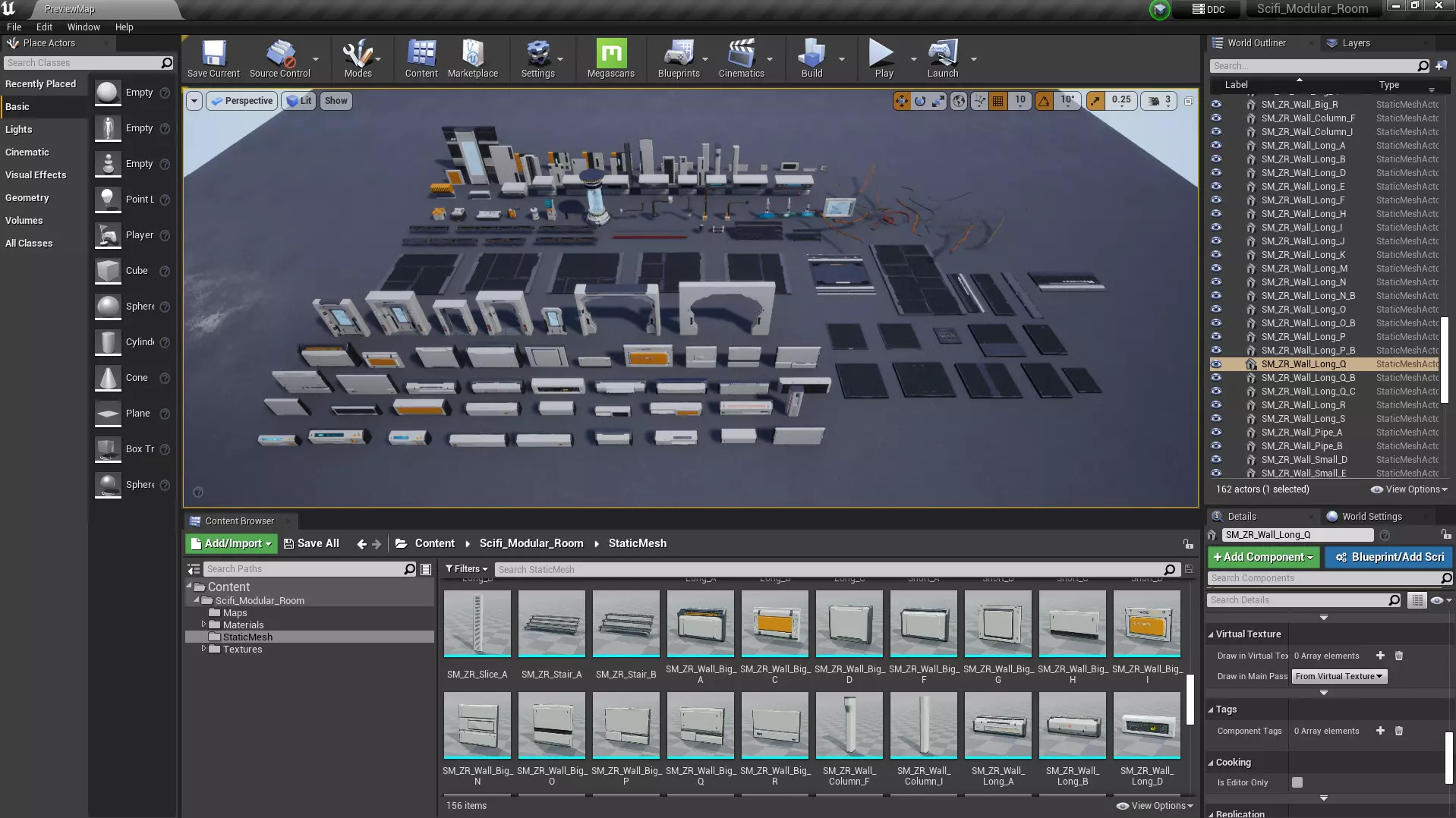 Scifi Modular Room Corridor Laboratory Kit Low-poly 3D model_32