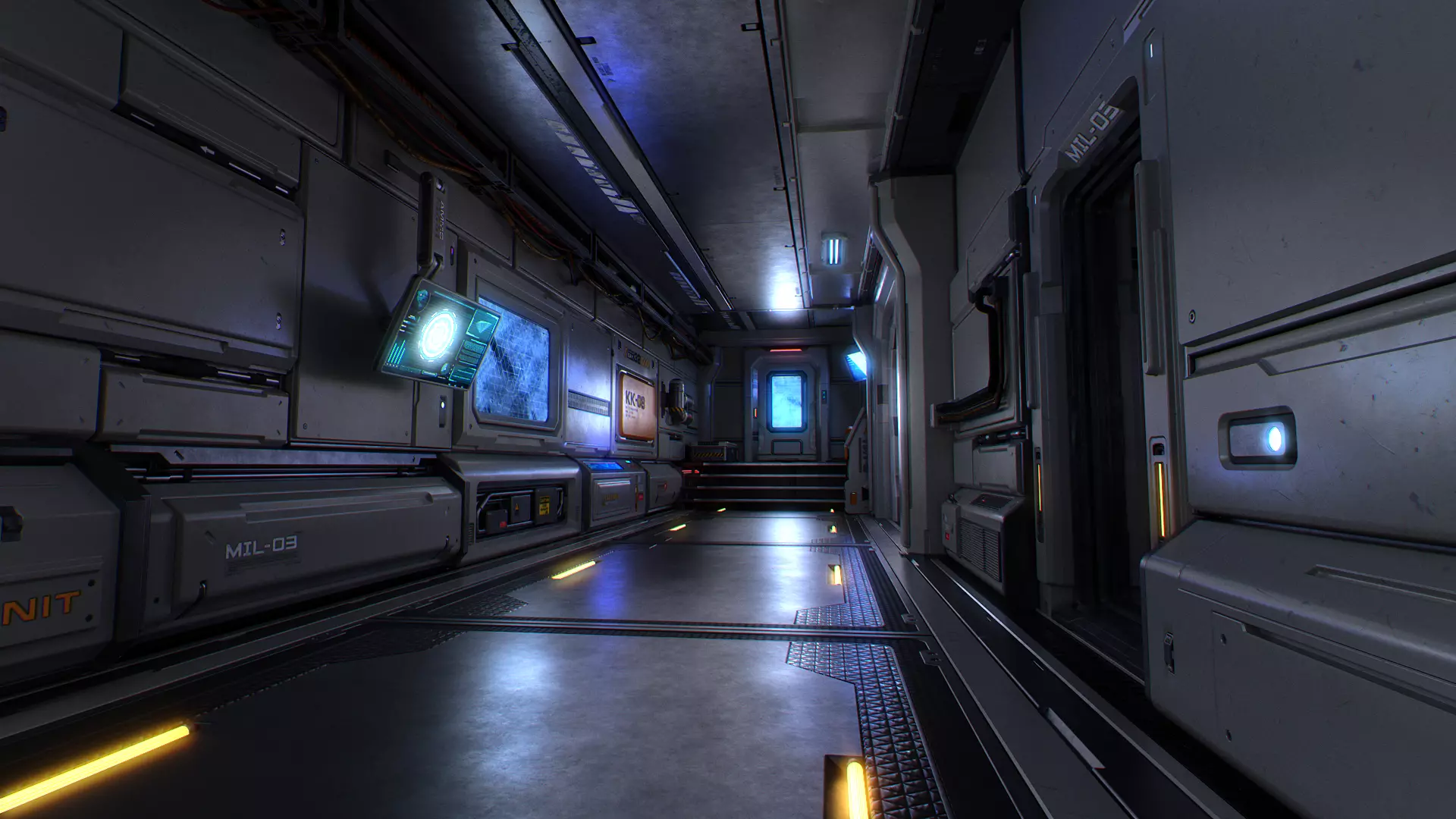 Scifi Modular Room Corridor Laboratory Kit Low-poly 3D model_2