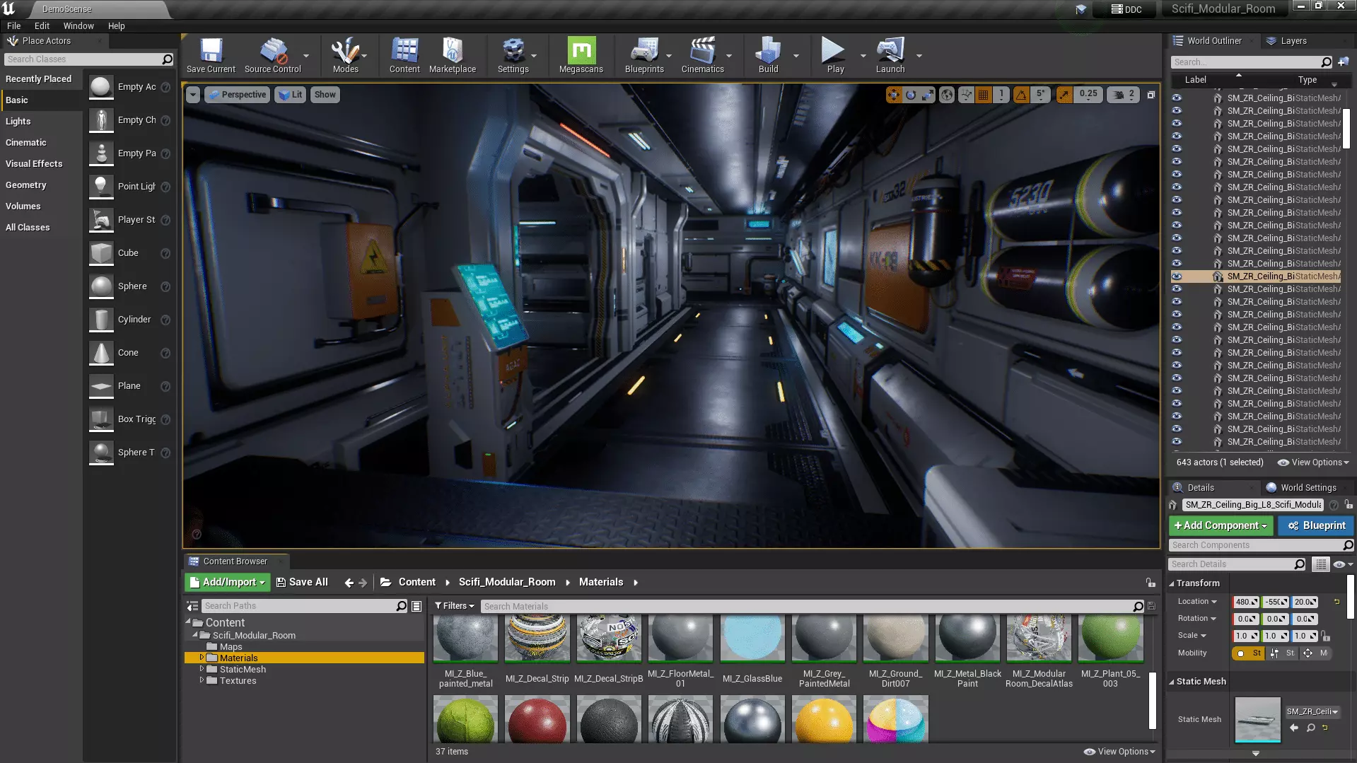 Scifi Modular Room Corridor Laboratory Kit Low-poly 3D model_29