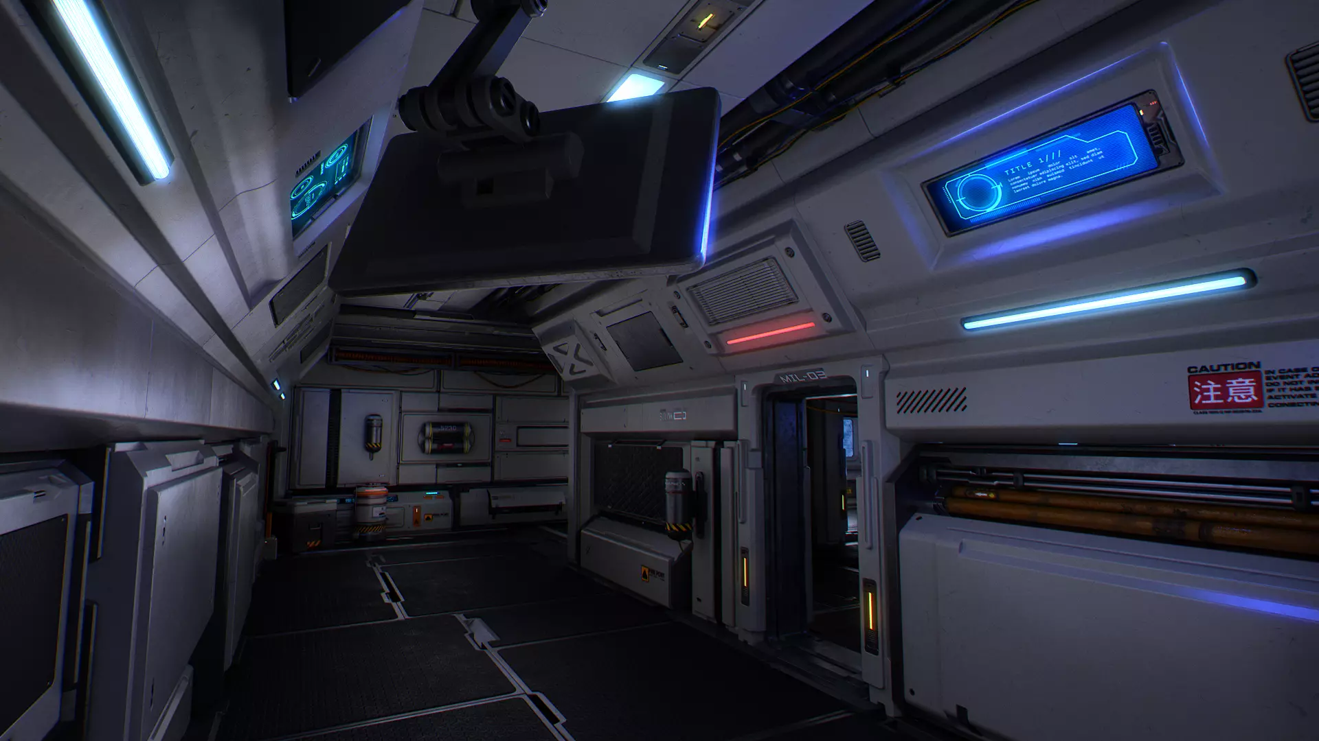 Scifi Modular Room Corridor Laboratory Kit Low-poly 3D model_7