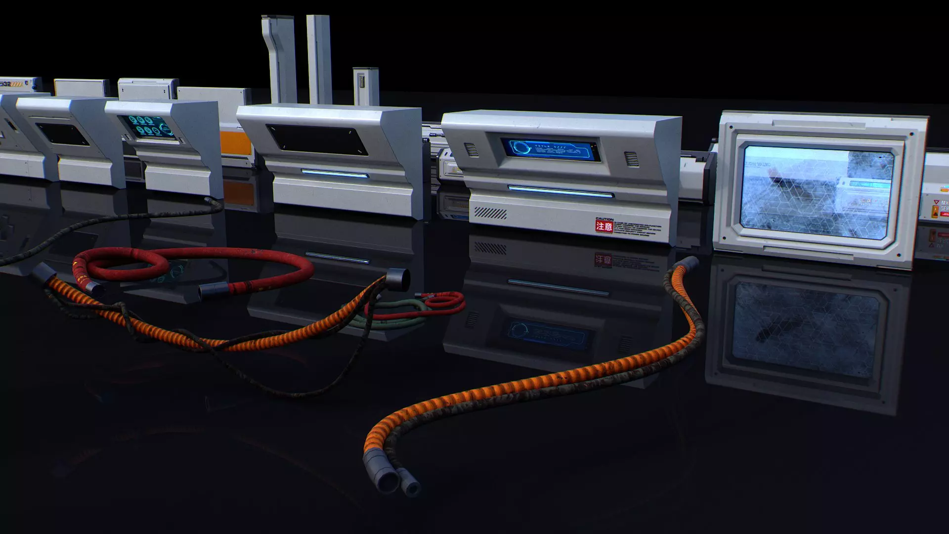 Scifi Modular Room Corridor Laboratory Kit Low-poly 3D model_20