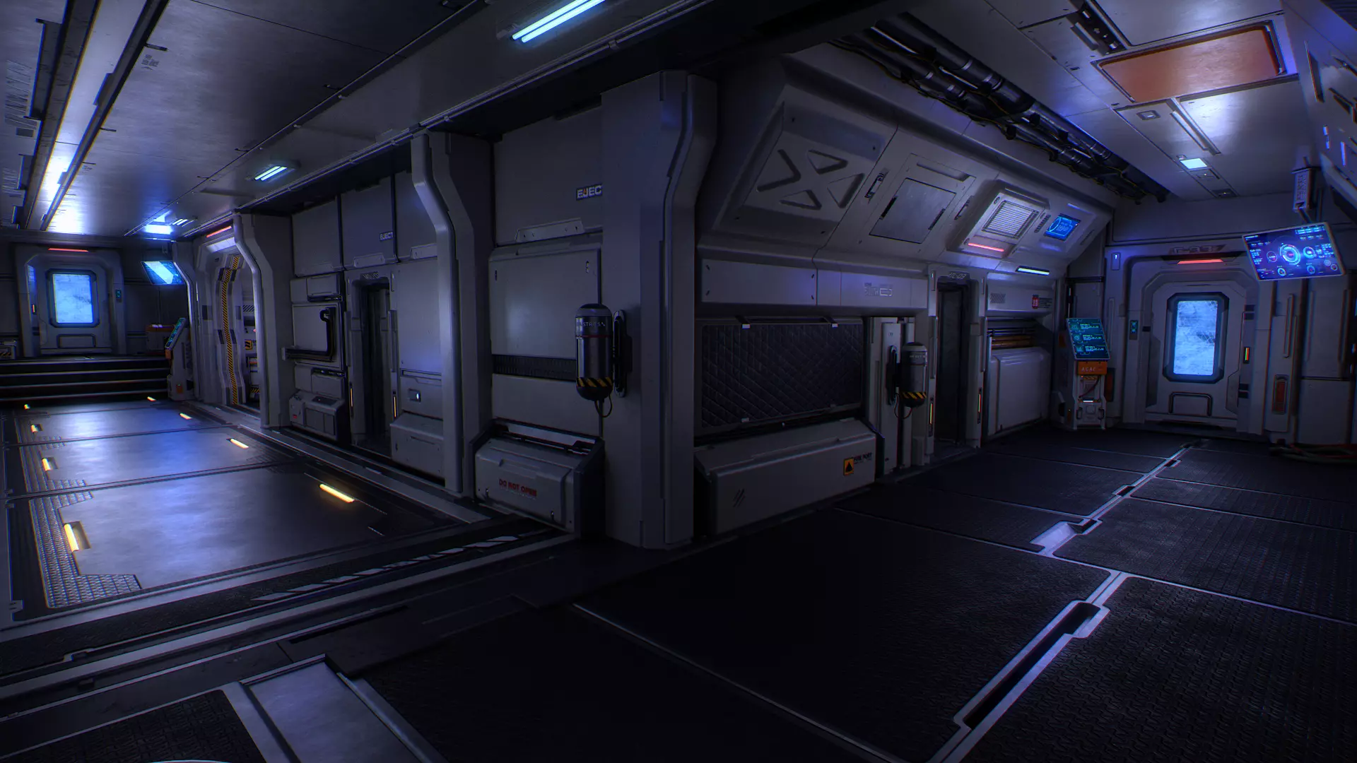 Scifi Modular Room Corridor Laboratory Kit Low-poly 3D model_13