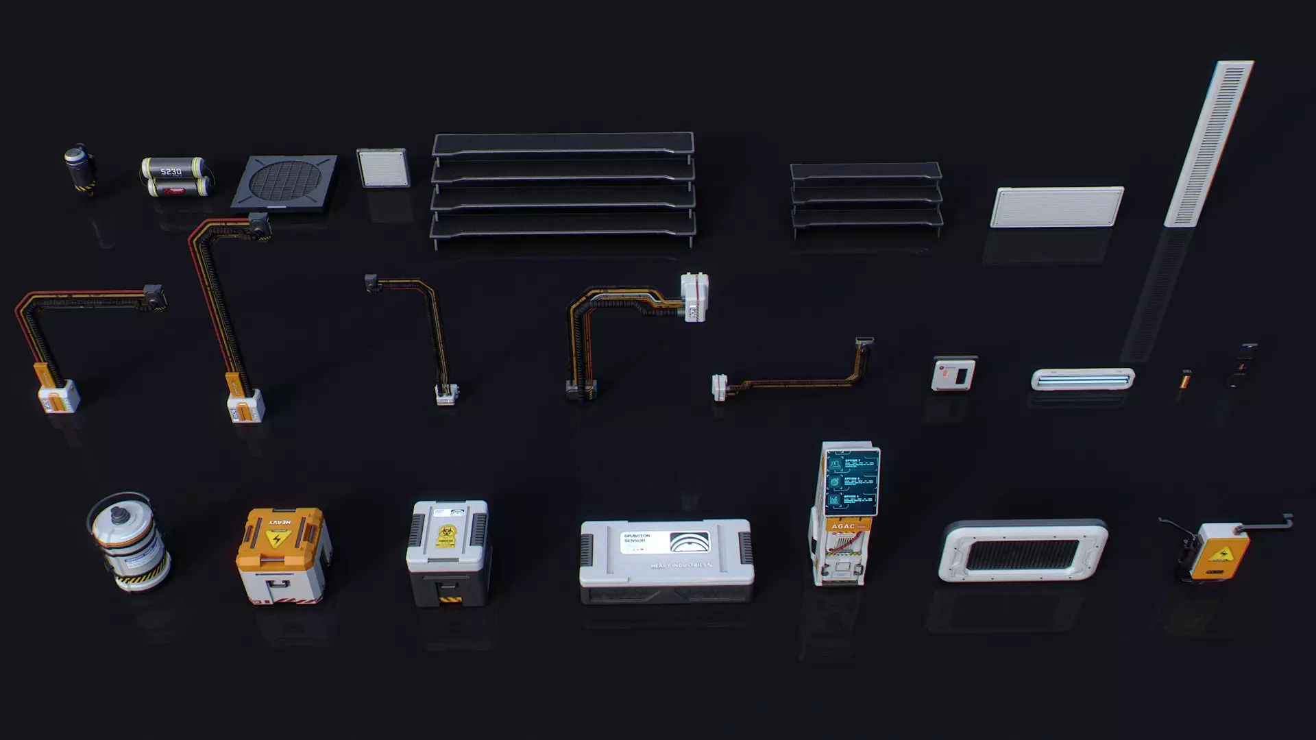 Scifi Modular Room Corridor Laboratory Kit Low-poly 3D model_24