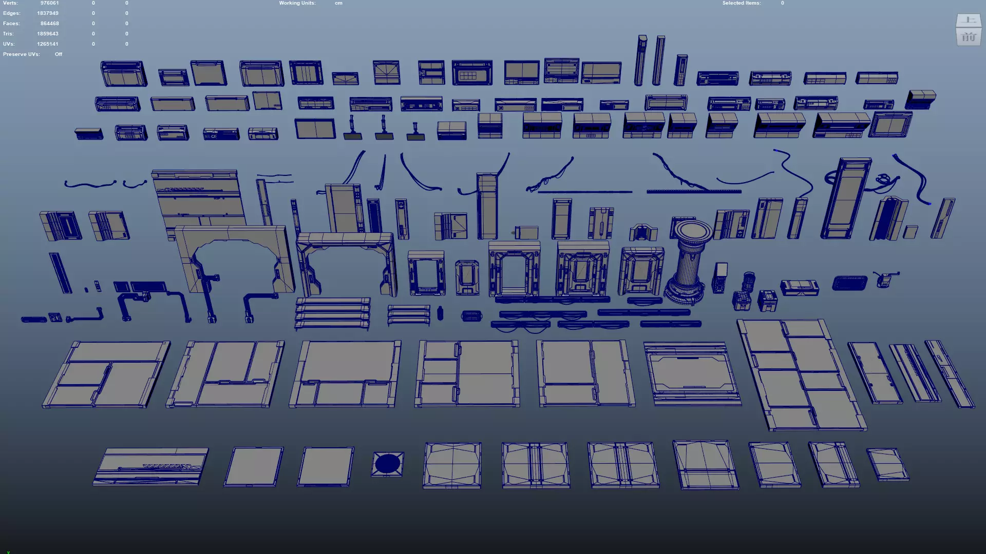 Scifi Modular Room Corridor Laboratory Kit Low-poly 3D model_27