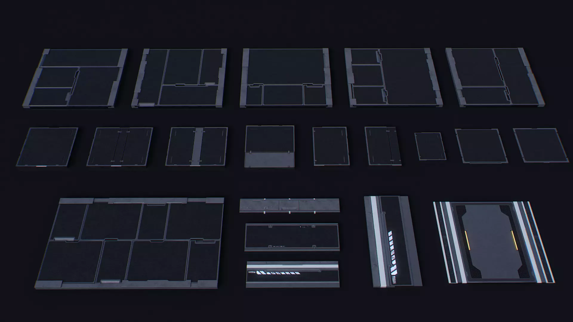 Scifi Modular Room Corridor Laboratory Kit Low-poly 3D model_25