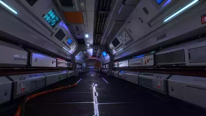 Scifi  Modular Room Corridor Laboratory Kit Low-poly 3D model