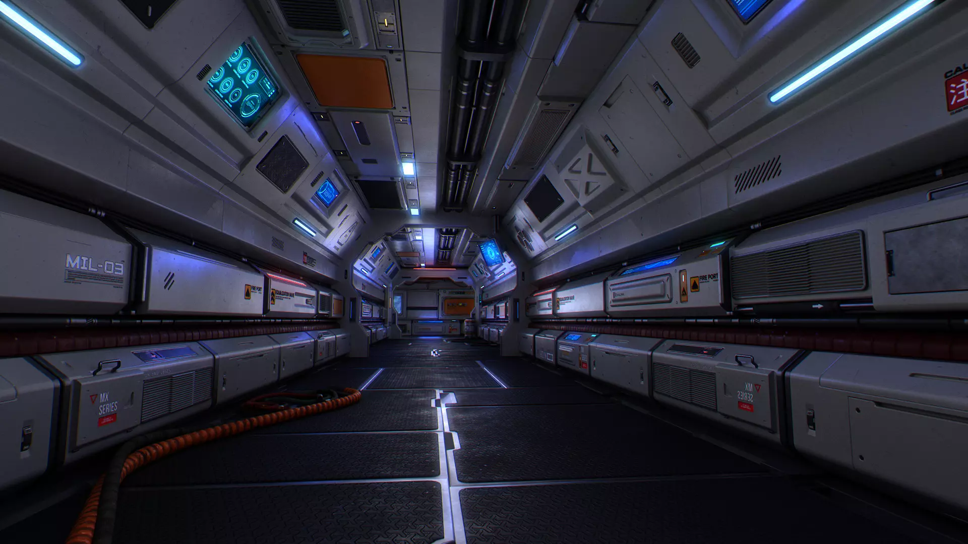 Scifi Modular Room Corridor Laboratory Kit Low-poly 3D model_0