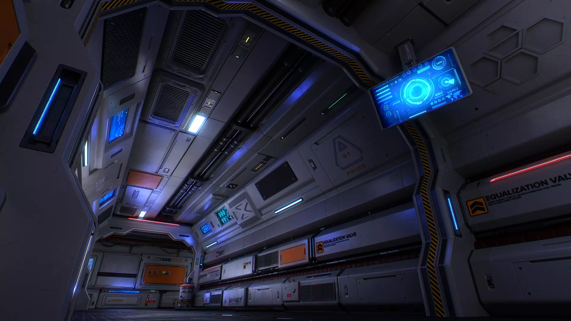 Scifi Modular Room Corridor Laboratory Kit Low-poly 3D model_12